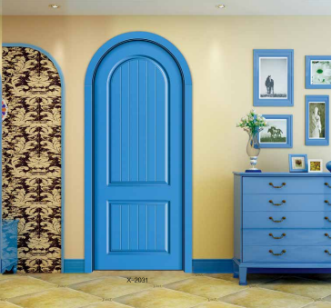 鑫順來X-2031圓弧異形雕花平開隔音實色混油實木復合門