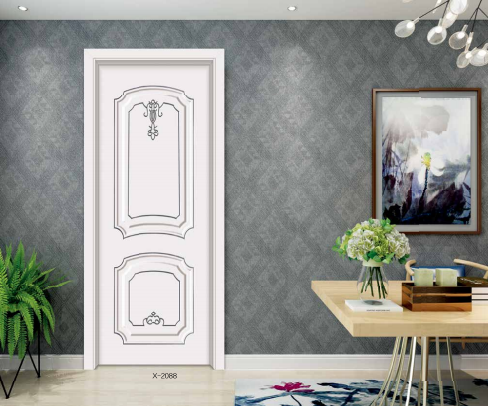 鑫順來X-2088雕花描銀平開隔音實木烤漆門