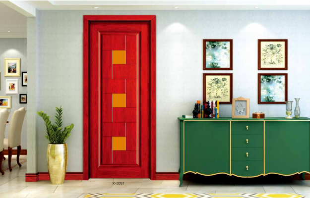 廠家批發鑫順來X-2051雕花叉色烤漆實木工藝門