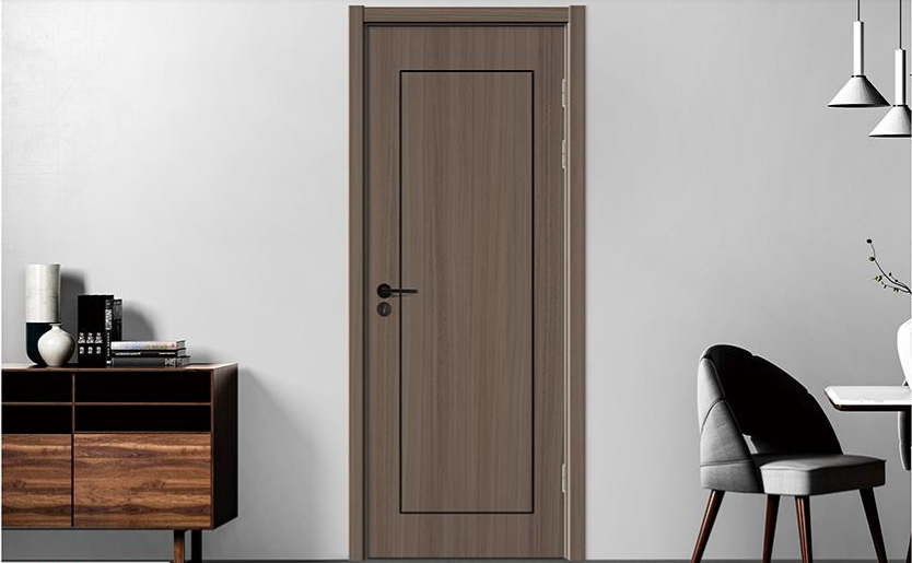 新品推薦零度鑫順來X-9005平開鑲金屬條實木烤漆門