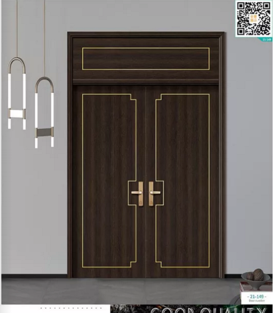 廠價新款鑫順來21-149掃碼輕奢鑲金屬條木門，掃二維碼看裝修風(fēng)格
